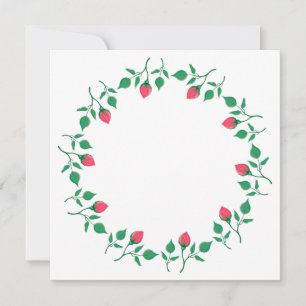 Carte Cadre rond fleuri avec fleurs roses