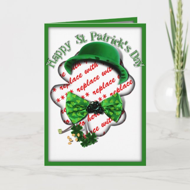 Carte Cadre Shamrock St Patrick avec Cravate réglable (Devant)