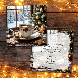 Carte Café chaud et pain d'épices Cookies Noël