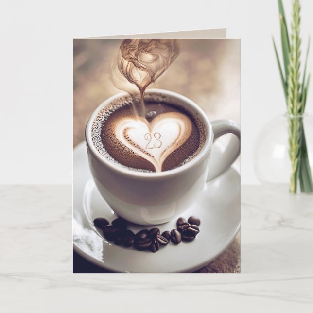 Carte Café du 23e anniversaire avec coeur (Devant)