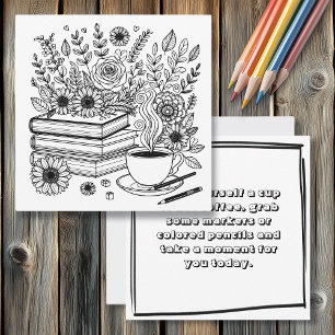 Carte Café et livres   Page Couleur adulte