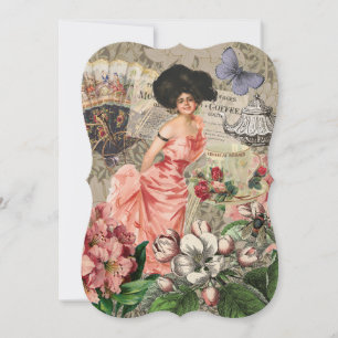 Carte Café Lady Victorian Femme Rose Classy