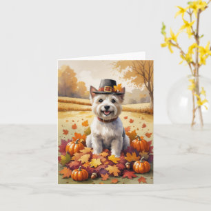 Carte Cairn Terrier En Automne Quitte L'Art Thanksgiving