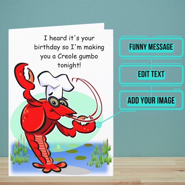 Carte Cajun Créole Crawfish Anniversaire amusant (This funny card is specifically for the Cajun or Creole friend or family member in your life.)