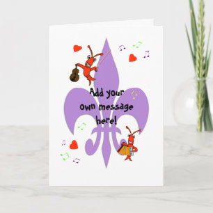 Carte Cajun Fleur de Lis Crawfish Personalized Greeting