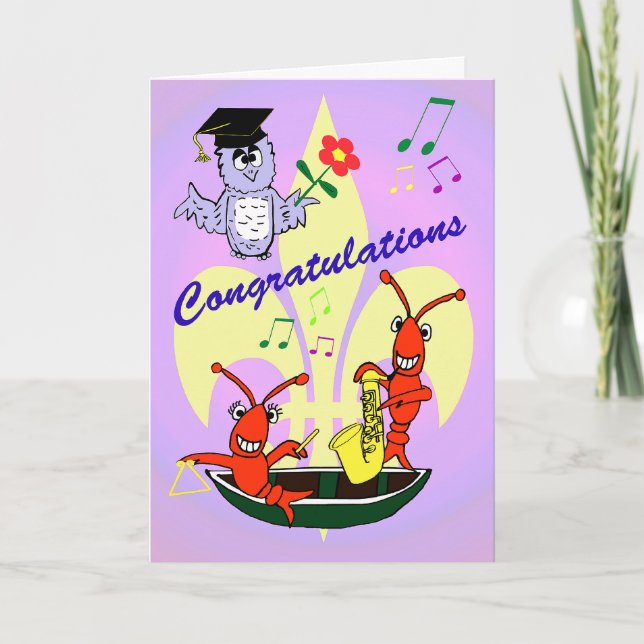 Carte Cajun Theme Crawfish Graduation (Devant)