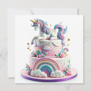 CARTE CAKE ANNIVERSAIRE DE ENFANT RAINBOWS & UNICORNS