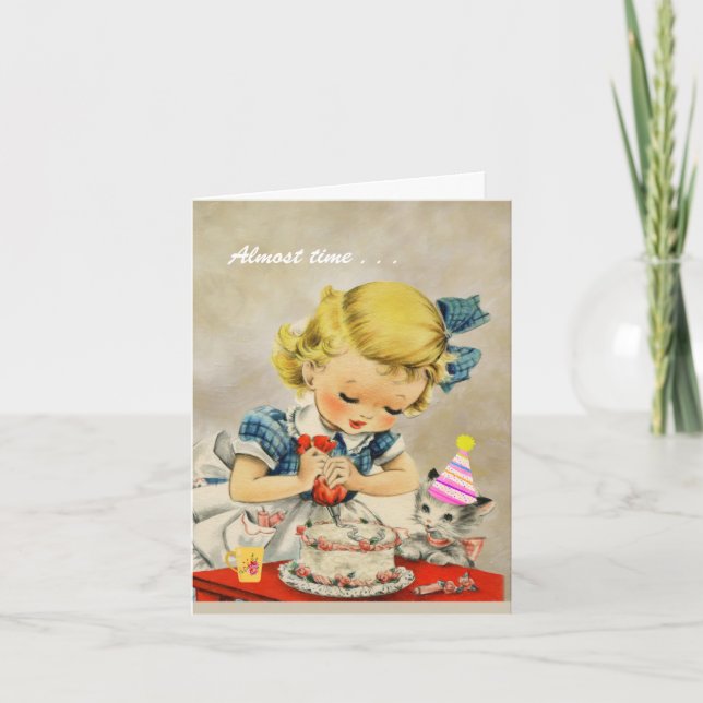 Carte Cake Cat Young Girl Combine pour un joyeux anniver (Devant)