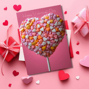 Carte Cakepop rose en forme de coeur Valentine's Greetin