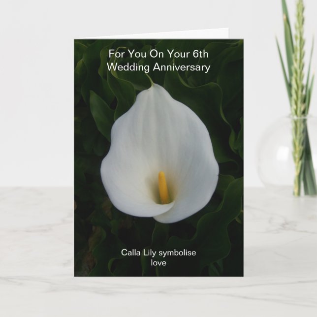 Carte Cala Lily 6e anniversaire de Mariage personnalisé (Devant)