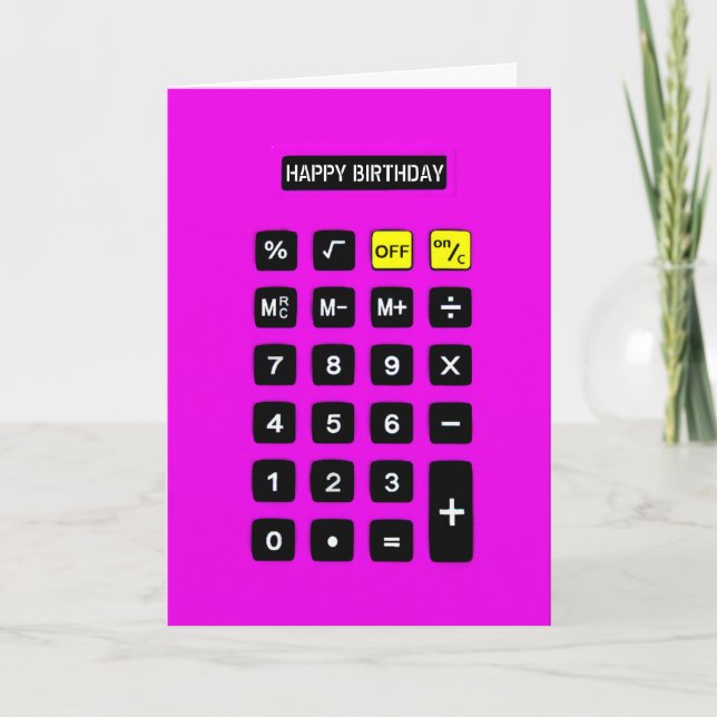 Carte Calculatrice d'anniversaire Neon Rose (Devant)