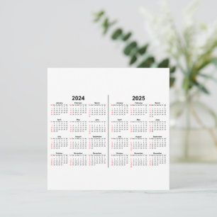 Carte Calendrier 2024 2025 2 ans noir blanc 
