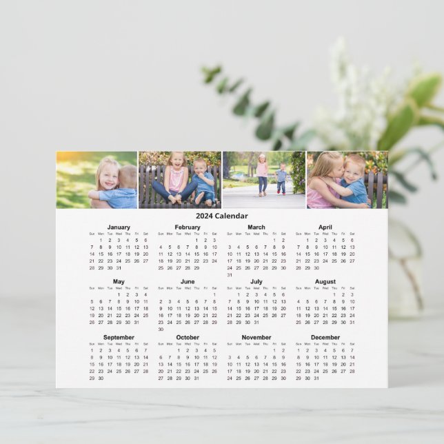 Carte Calendrier 2024 de Collage de photos de fami (Debout devant)