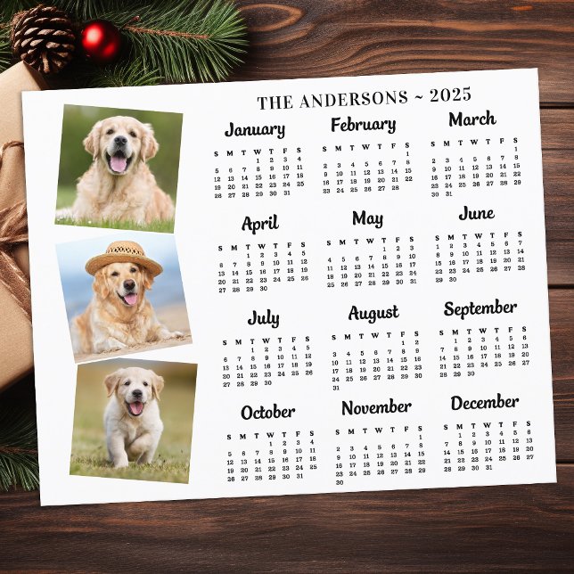 Carte Calendrier de photo de chien personnalisé Bu (Créateur téléchargé)