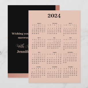 Carte Calendrier de voeux Black Rose Gold