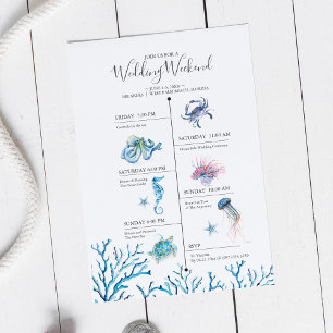 Carte Calendrier de week-end de mariage à la plage à l'a