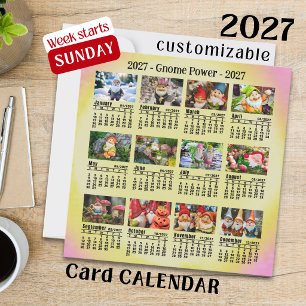 Carte Calendrier Gnome Photo personnalisé 2027 débutant