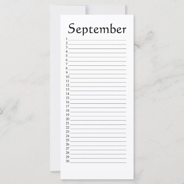 Carte Calendrier perpétuel Septembre Habakkuk 3:4 (Devant)
