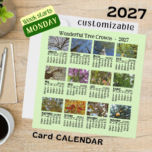 Carte Calendrier photo de couronne d'arbre 2027 lundi se