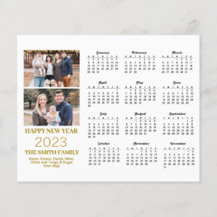Carte Calendrier photo du budget 2023 Gold Script 