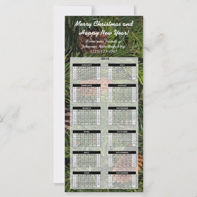 Carte Calendrier promotionnelle de vacances 2014 p (Devant)