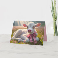 Calf Blanc En Pâturage Avec Poutres De Soleil