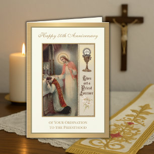 Carte Calice de l'anniversaire de l'ordination élégant c
