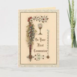 Carte Calice d'Hostie de Première Sainte Communion catho