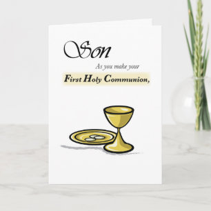 Carte Calice et Patène en Or pour la Première Communion