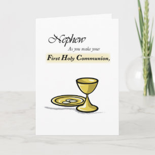 Carte Calice et patène en or pour la première communion