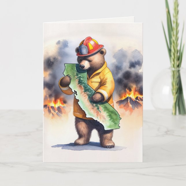 Carte California Bear Firefighter Merci (Devant)