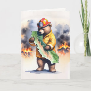 Carte California Bear Firefighter Merci