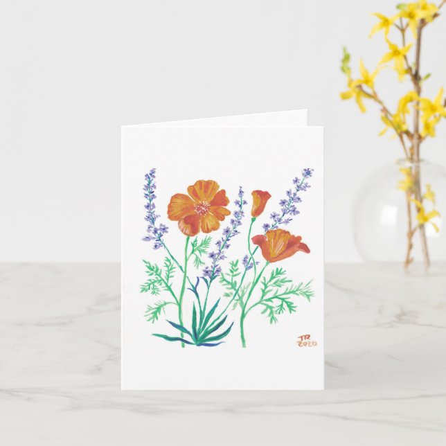 Carte California poppy & lavande (Fleur jaune)