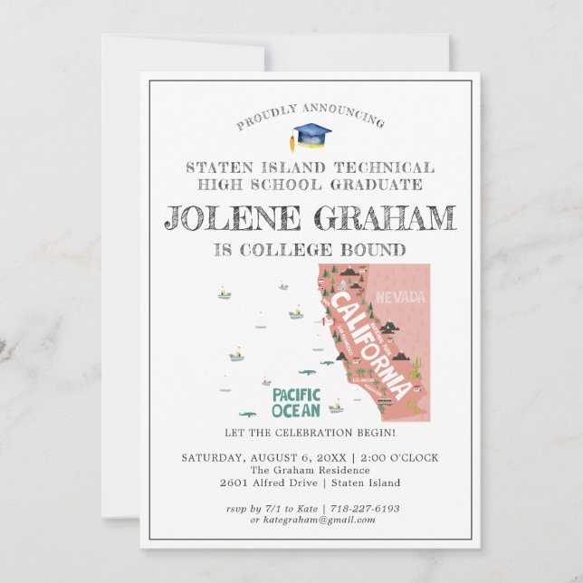 Carte Californie | College Bound Graduation Party (Devant)