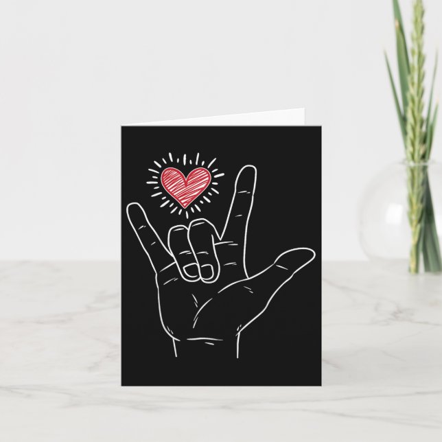 Carte Calin du cœur en langue des signes Je t'aime Saint (Devant)
