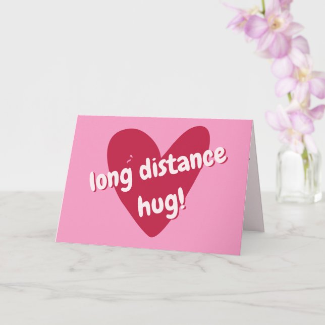 Carte Câlins à distance ! Grand cœur rose pour la Saint- (Orchidée)