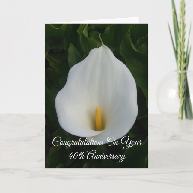 Carte Calla Lily 40e anniversaire de Mariage personnalis (Devant)