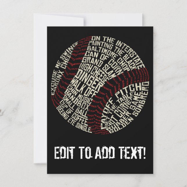 Carte Calligramme des mots de baseball (Devant)