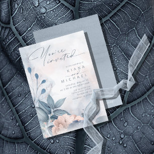 Carte Calligraphie Floral Dusty Blue ID771