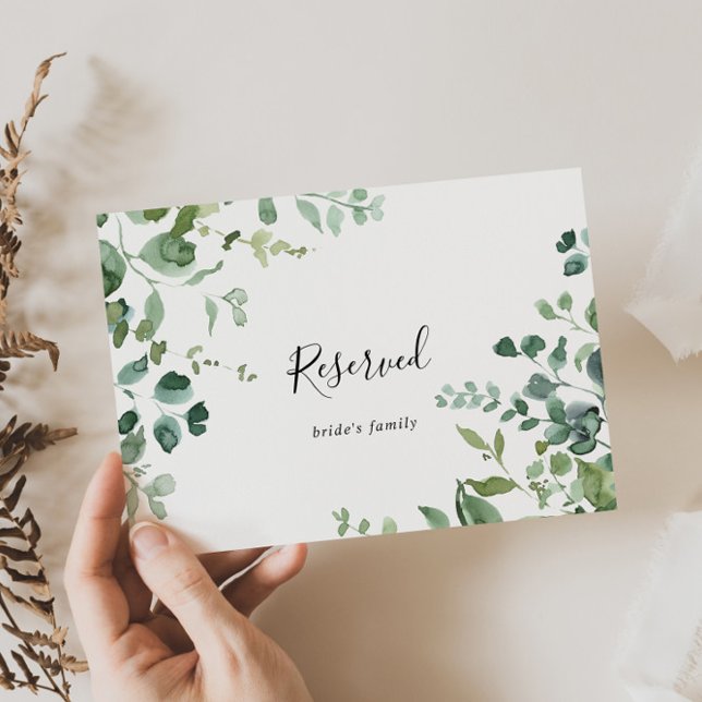 Carte Calligraphie Green Foliage Mariage Réservé Signal (Créateur téléchargé)