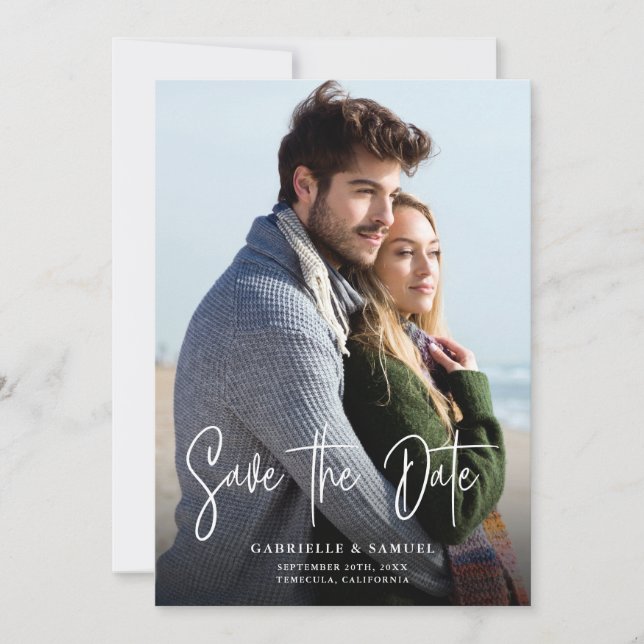 Carte Calligraphie manuscrite 2 Photo Enregistrer la dat (Devant)