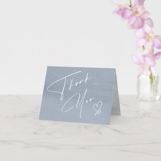 Carte Calligraphie Merci floral Dusty Blue ID771 (Orchidée)