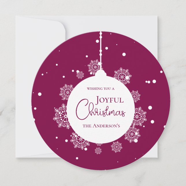 Carte Calligraphie moderne ornement de Noël Bold Magenta (Devant)
