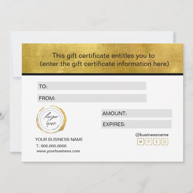 Carte Calligraphie personnalisée Gold Foil Certificat ca (Dos)