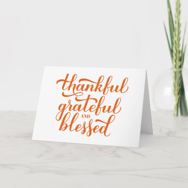 Carte Calligraphie remerciant Grateful Blessed (Devant)