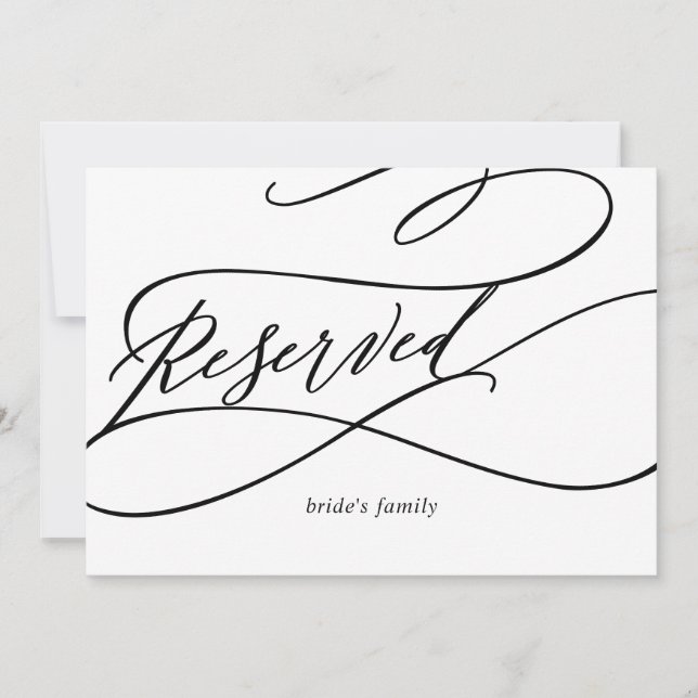 Carte Calligraphie romantique | Flourish Reservation Sig (Devant)