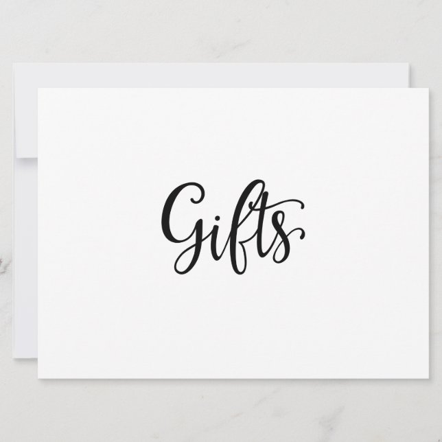 Carte Calligraphie simple | Symbole Mariage "Cadeaux" (Devant)
