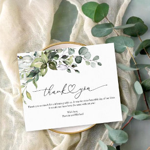 Carte Calligraphie verte mignonne Merci