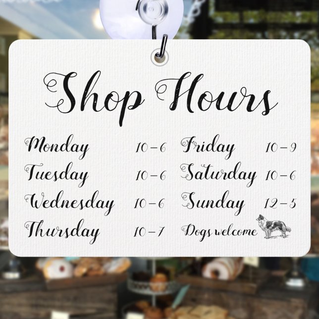 Carte Calligraphy Shop Open Dogs Welcome Window Sign (Créateur téléchargé)