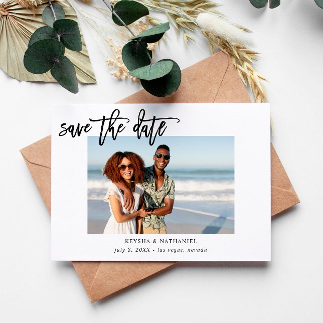 Carte Calligraphy Uno Photo Save the Date (Créateur téléchargé)